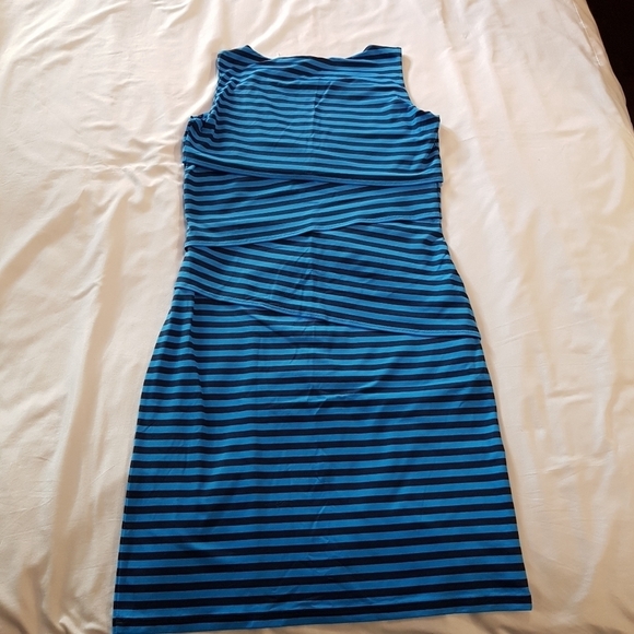 J. McLaughlin women's size small Nicola dress 2 tone blue stripe, NWT - Picture 6 of 8